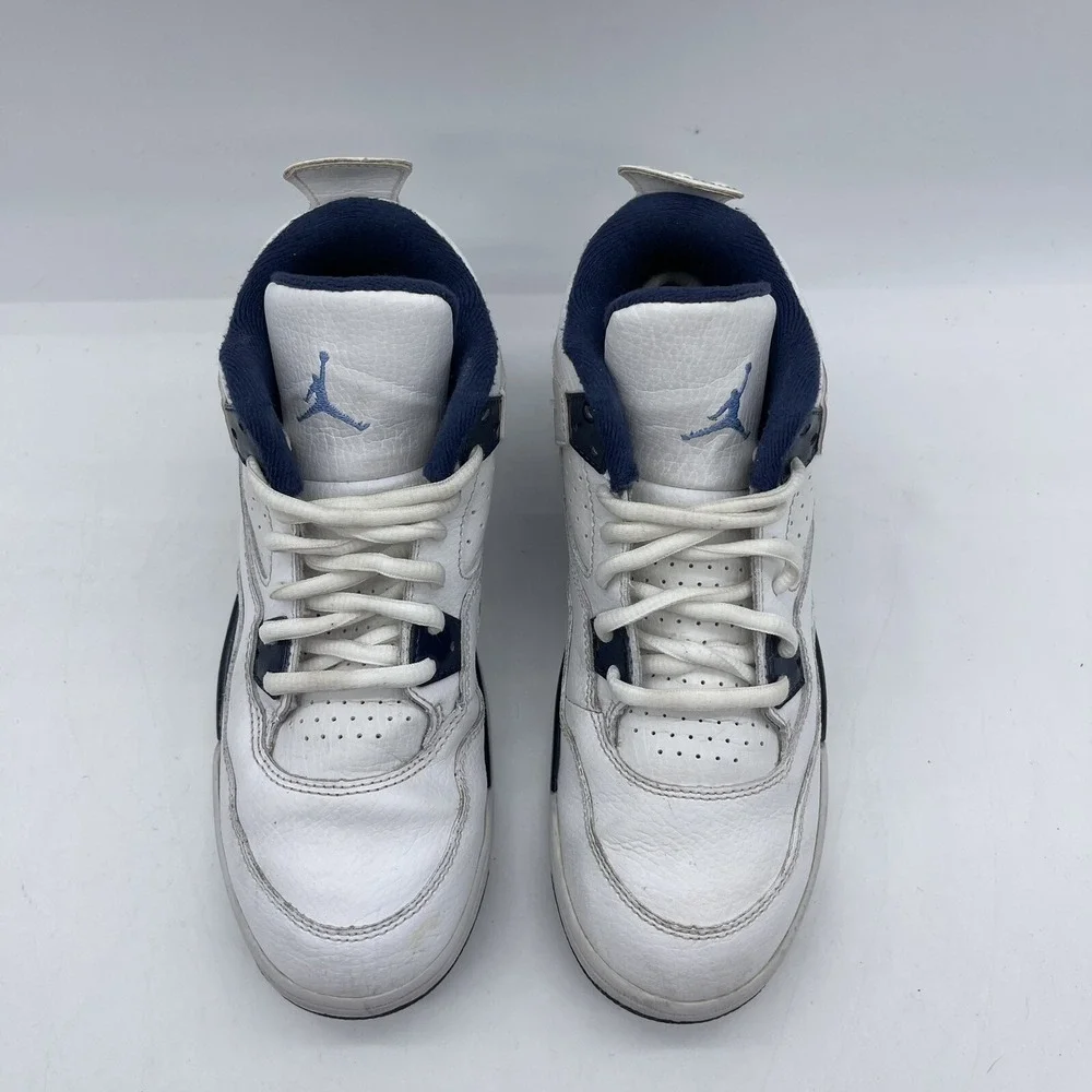 Jordan 4 Retro LS Legend Boys' Size 3Y Sneakers 707430-107 White Navy Blue Shoes